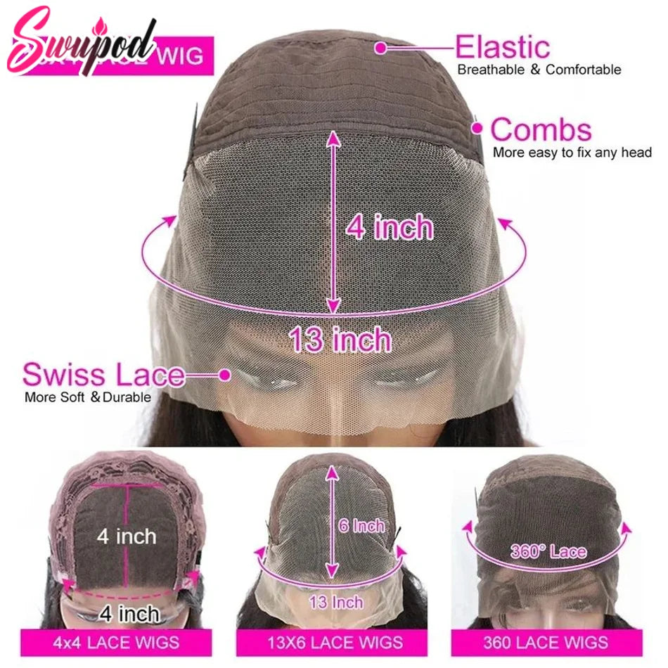 250% 360 Full Lace 13x6 HD Lace Frontal Wig 30 inch 13x4 Straight Remy Human Hair #4 Dark Chocolate Brown Glueless Pre Plucked