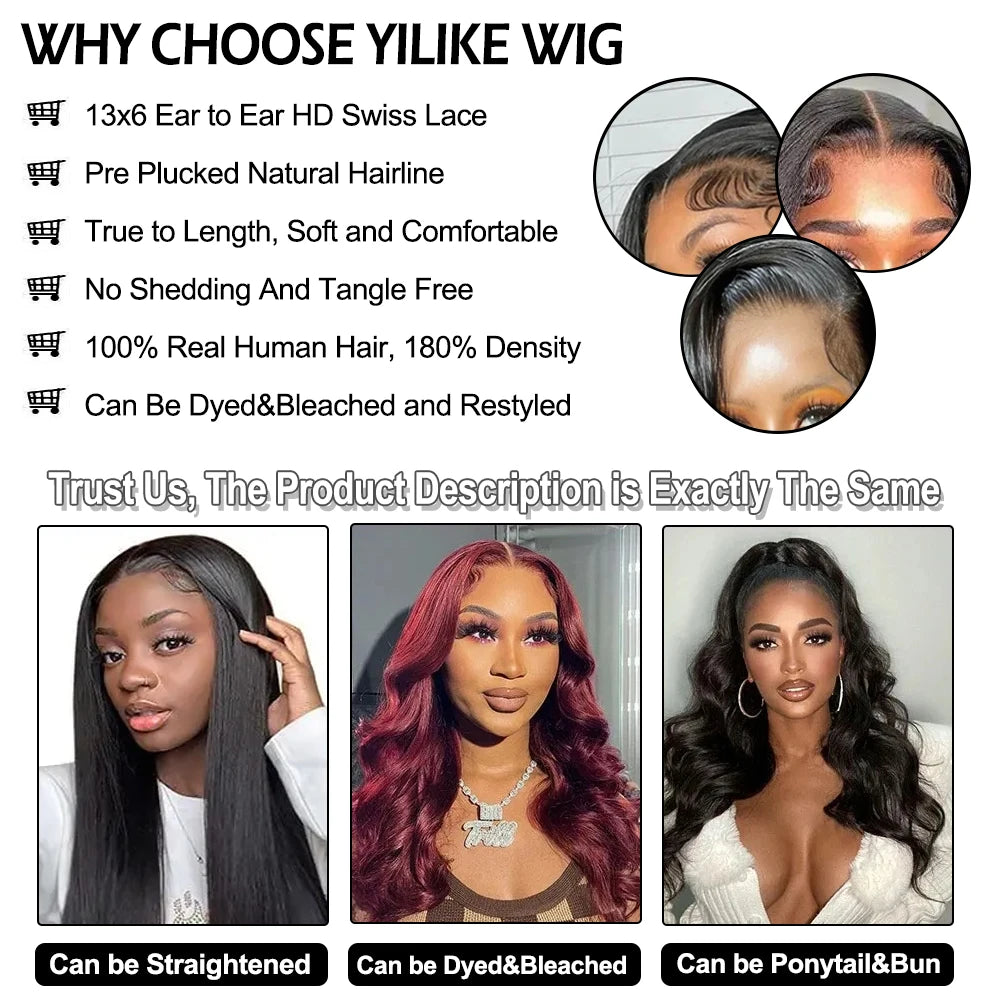 30 Inch 13x6 Lace Front Wigs Human Hair 200 Density Straight HD Lace Front Wigs Pre Plucked Straight Glueless Human Hair Natural