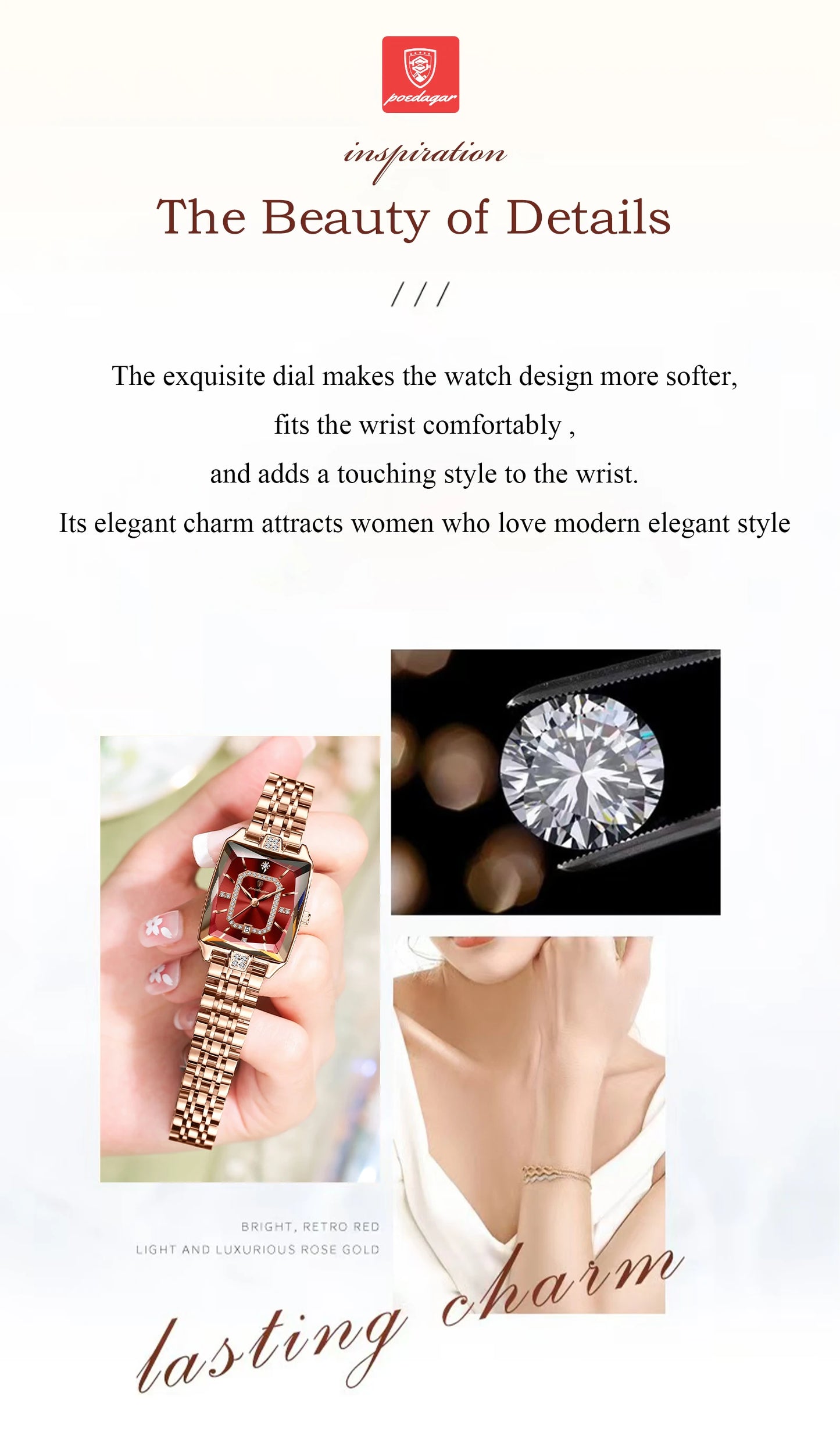 POEDAGAR Top Elegant Women Wristwatch Waterproof