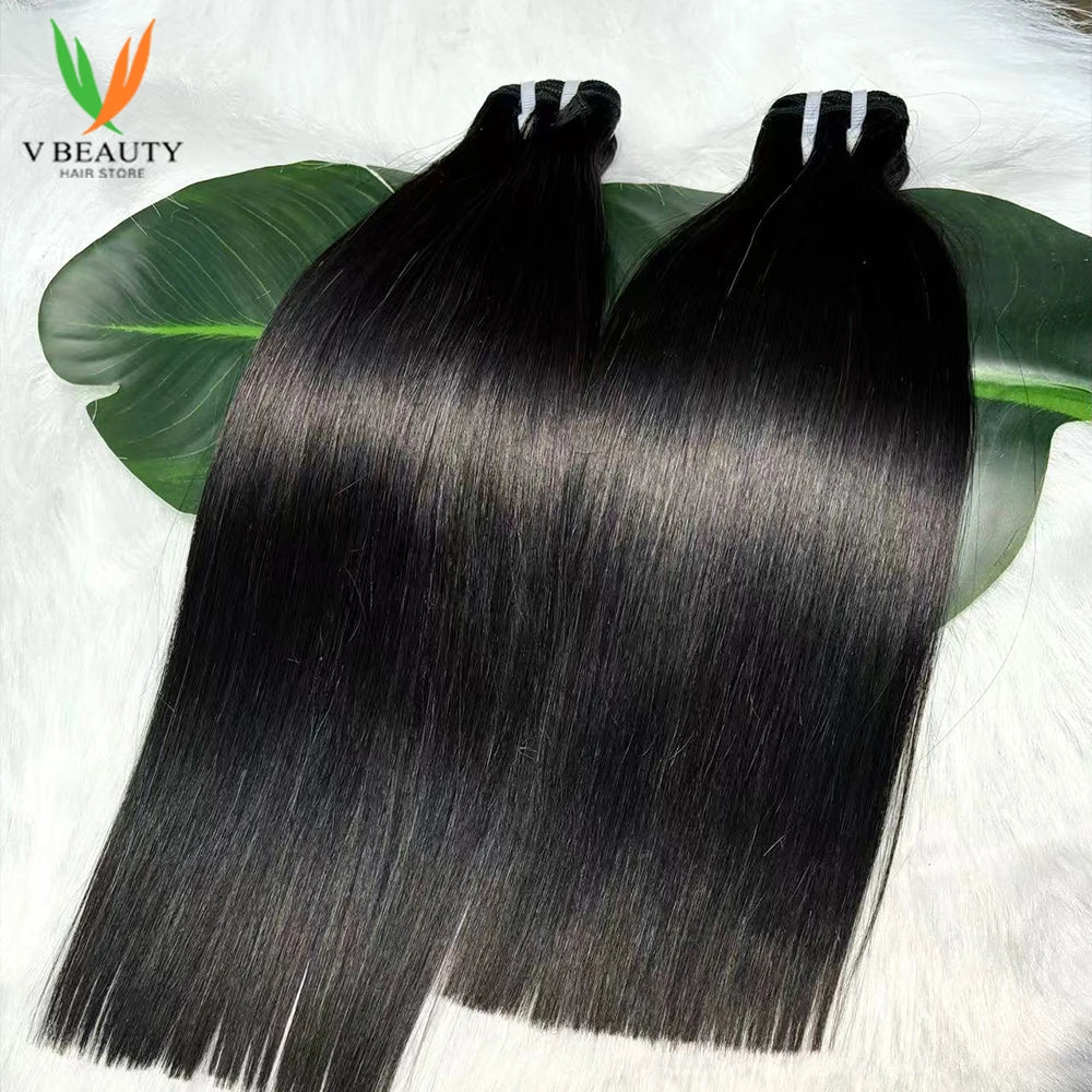 16A Vietnamese Double Drawn Bone Straight Bundles with Lace Closure Raw Hair Bundles Raw Hair