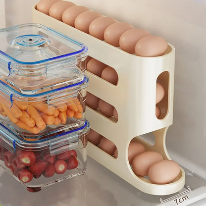 4 Layers Automatic Rolling Egg Holder Rack Fridge