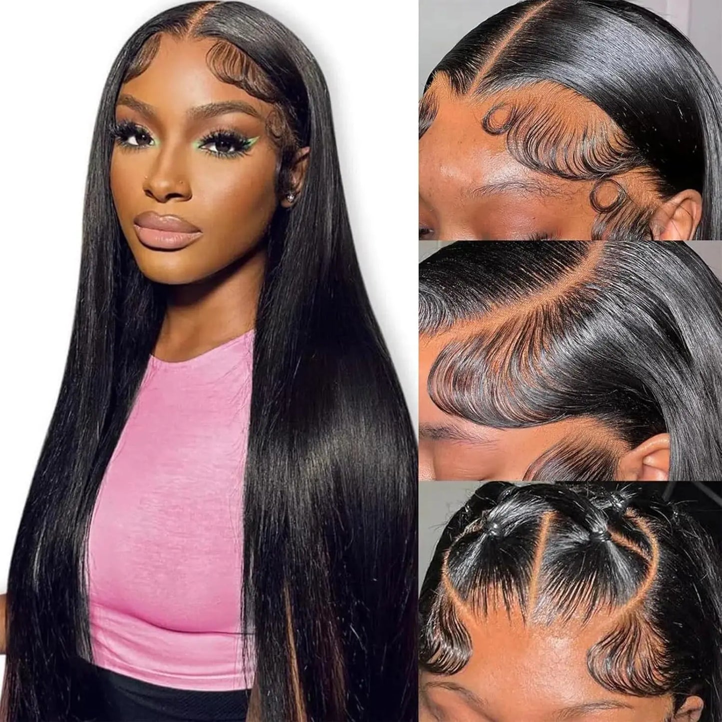 Bone Straight Glueless Wigs Human Hair Pre Plucked Wear To Go Lace Front Wig Brazilian Human Hair Wigs For Women Pre Cut Lace