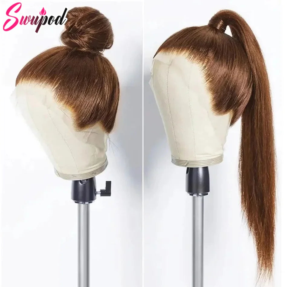 250% 360 Full Lace 13x6 HD Lace Frontal Wig 30 inch 13x4 Straight Remy Human Hair #4 Dark Chocolate Brown Glueless Pre Plucked