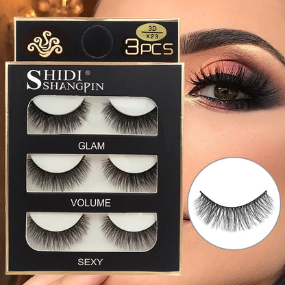 3 pairs False Eyelashes Natural Long 3D Mink Lashes Soft  Fluffy