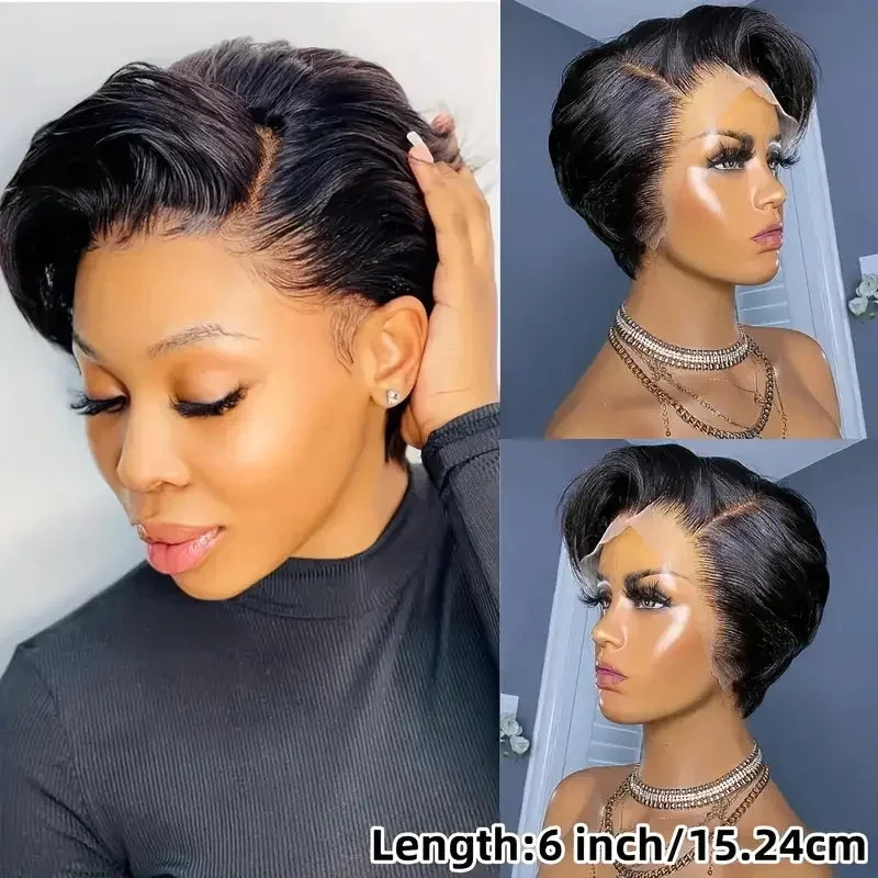 Pixie Cut Straight Wigs Short Bob Hair Wig 100% Human Hair 13x4 Lace Front