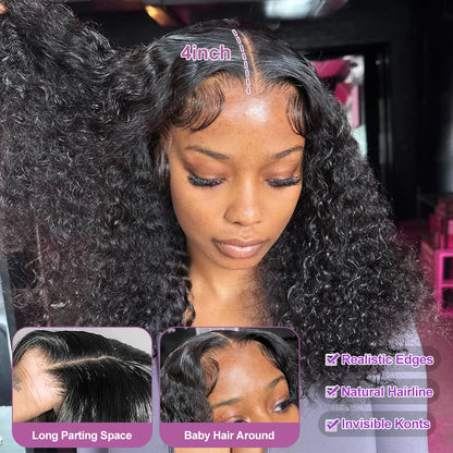 Kinky Curly Wigs 13x4 HD Lace Frontal Wig Glueless Human Hair