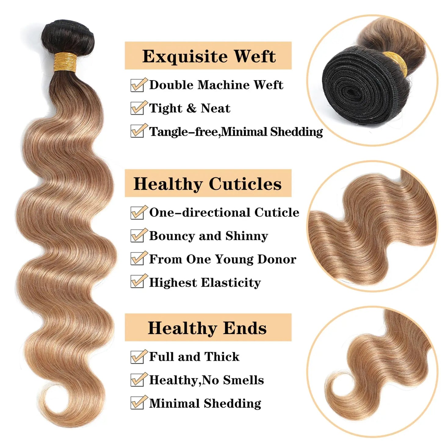 Ombre Color Body Wave Human Hair Bundles with closure 100% Unprocessed Virgin Hair 1b/4/27 Colored Bundles human Hair Extension