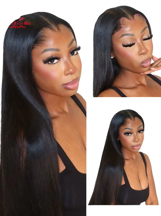 13x4 Lagos Hairline Wig 13x6 360 Lace Front Human Hair Wig 1B Straight