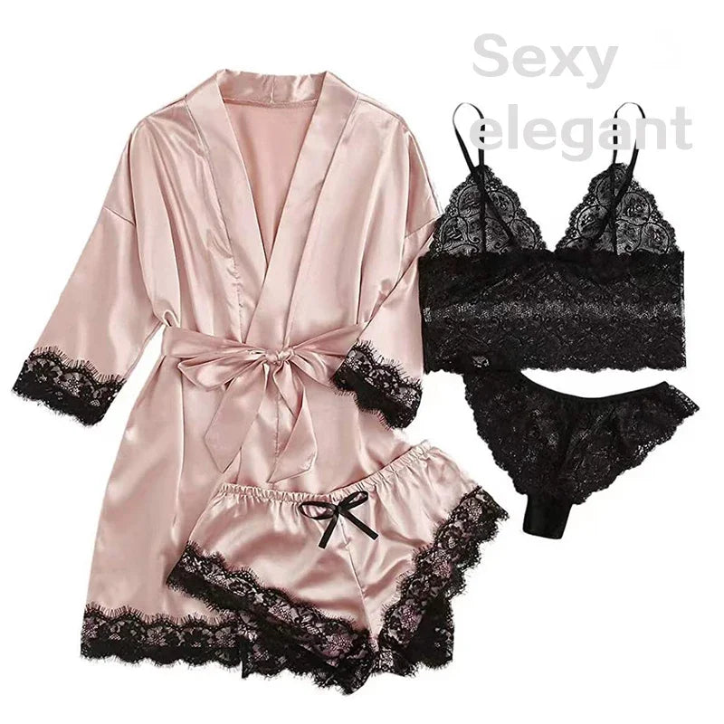 4 Pieces Woman Sleepwear Pajamas