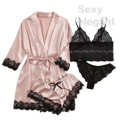 4 Pieces Woman Sleepwear Pajamas
