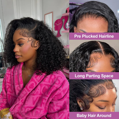Kinky Curly Wigs 13x4 HD Lace Frontal Wig Glueless Human Hair