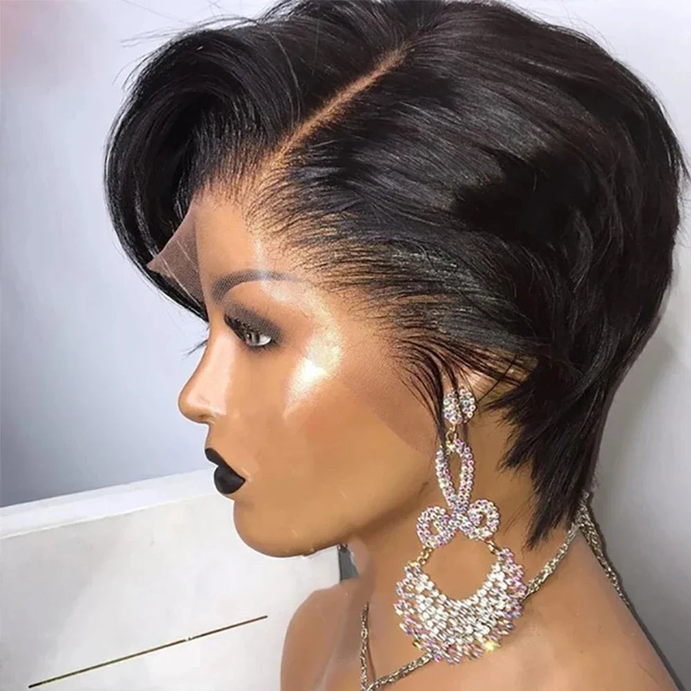 Side Part Wig 13X4 Lace Frontal Wigs Short Wigs for Black Women Human Hair Pixie Cut Wig Lace Front Human Hair Wigs Pre Plucked