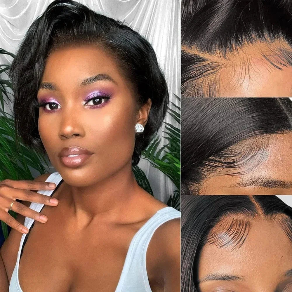 Pixie Cut Straight Wigs Short Bob Hair Wig 100% Human Hair 13x4 Lace Front