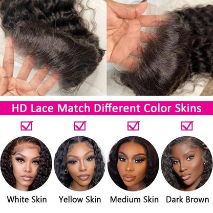 Deep Wave Human Hair Wigs 13X6 Hd Lace Frontal Wig Water Wave Lace Front Wigs Curly Brazilian Wigs 200 Density 40 Inch For Women