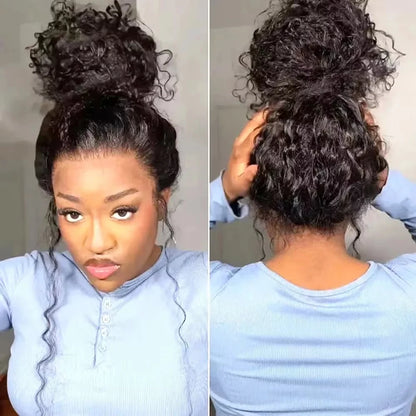 360 Full Lace Wig Invisible Drawstring Water Wave Frontal Wig Curly Human Hair Wigs Brazilian 360 Lace Wig 250 Density 30Inch