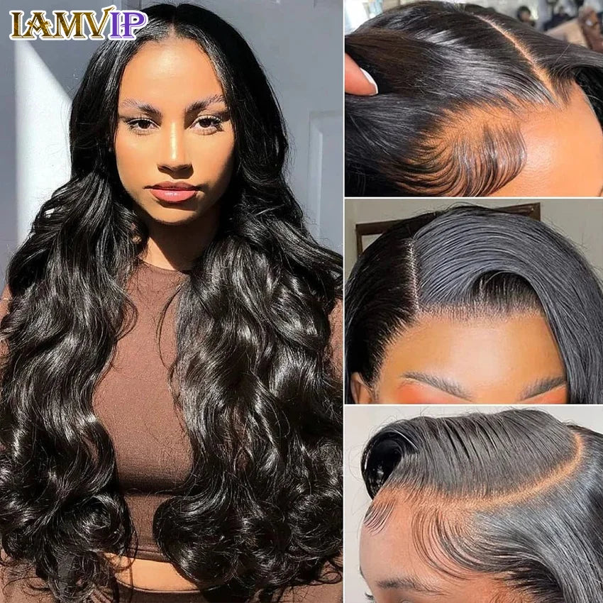 250% Body Wave 13x6 Hd Frontal Human Hair Pre-plucked Lace Brazilian Remy Straight Wave With Hd 13x4 Front Wig Closure 4x4 Wig