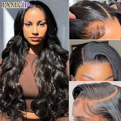 250% Body Wave 13x6 Hd Frontal Human Hair Pre-plucked Lace Brazilian Remy Straight Wave With Hd 13x4 Front Wig Closure 4x4 Wig