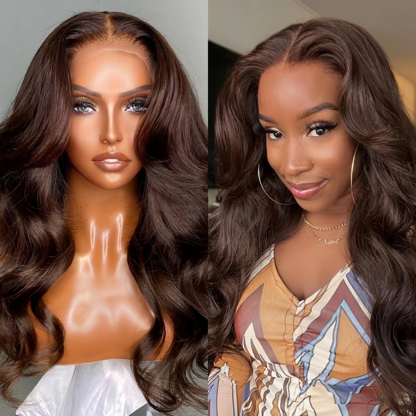 Chocolate Brown Lace Front Wig Body Wave Wig 13x6 HD Lace Frontal Wig 250 Density