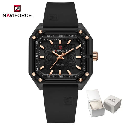 NAVIFORCE NF7106 Fashion Watch Simple Square Dial Silicone Strap Quartz
