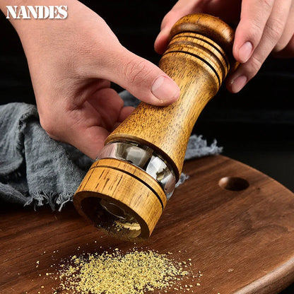 6-inch Manual Pepper Grinder Rubber Wood Acrylic Salt Shakers