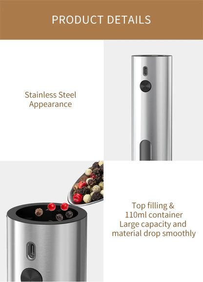 USB Rechargeable Automatic Pepper Grinder Salt And Pepper Mill