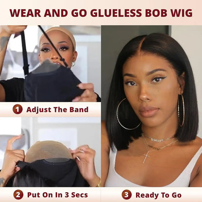 Glueless wigs Wear & Go Straight Bob Wig 13*4 Lace Frontal Human Hair Wig