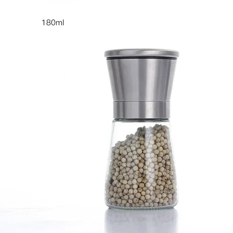 Multi-functional Pepper Shakers Set with Stand Stainless Steel Salt Pepper Mill