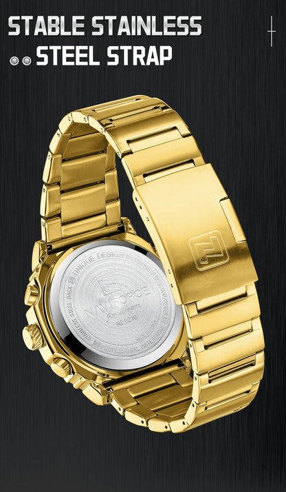 NAVIFORCE Men's Sport Watch Stainless Steel Strap Waterproof Quartz