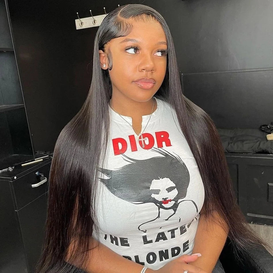 Tuneful 13x6 Lace Frontal Human Hair Wigs Straight 30 Inch Pre Plucked HD Lace Front Human Hair Wigs Glueless Wigs Ready To Wear