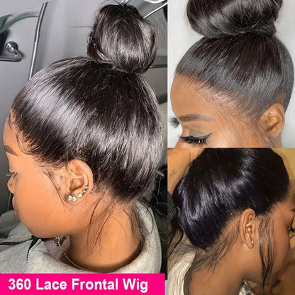 250 Density 360 Full Lace Wig Human Hair Pre Plucked Raw Hair Wig Brazilian Bone Straight Wigs Human Hair 100% Natural Hairline