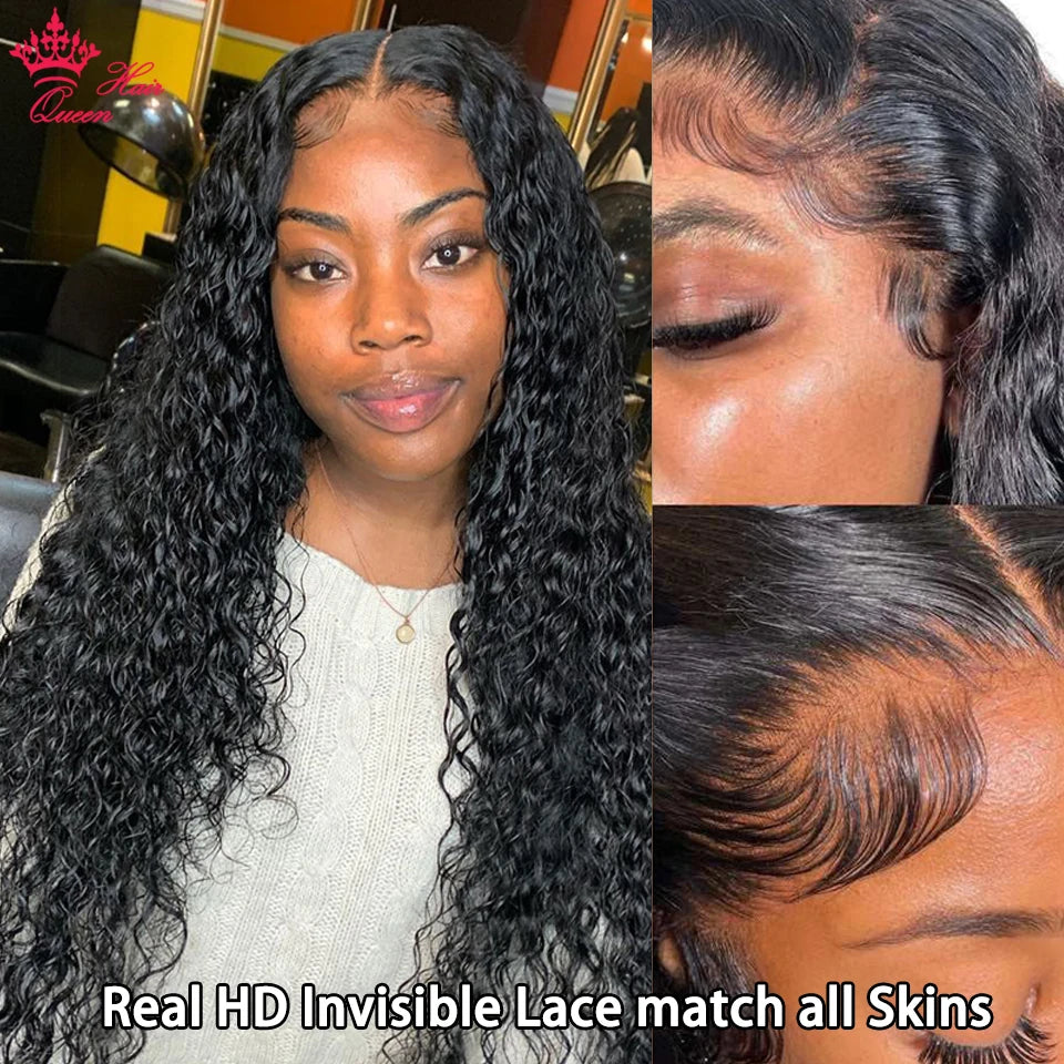 Real Invisible HD Lace Wigs Deep Curly Wave Natural Hairline Human Raw Hair Wigs Indian Pre plucked Lace Front Human Hair Wigs