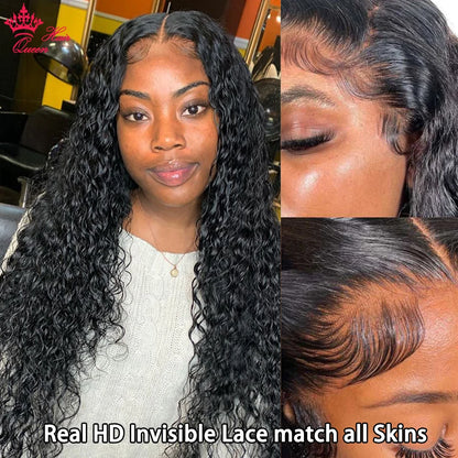 Real Invisible HD Lace Wigs Deep Curly Wave Natural Hairline Human Raw Hair Wigs Indian Pre plucked Lace Front Human Hair Wigs