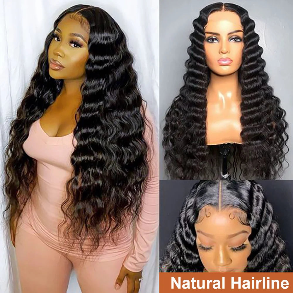 34 Inch Human Hair 13X4 Loose Deep Wave Frontal Wig 13X6 Curly Lace Front Wigs Brazilian Loose Wave 5x5 Lace Closure Wig