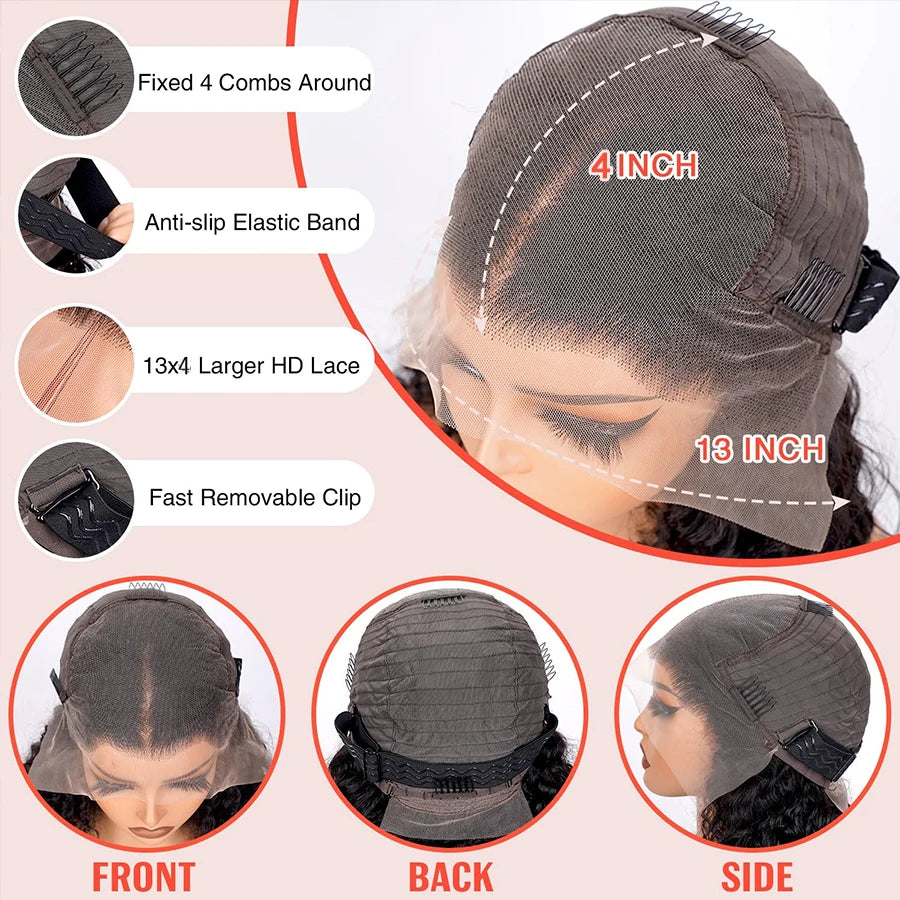 Deep Wave Lace Front Wigs Human Hair 13x4 HD Lace