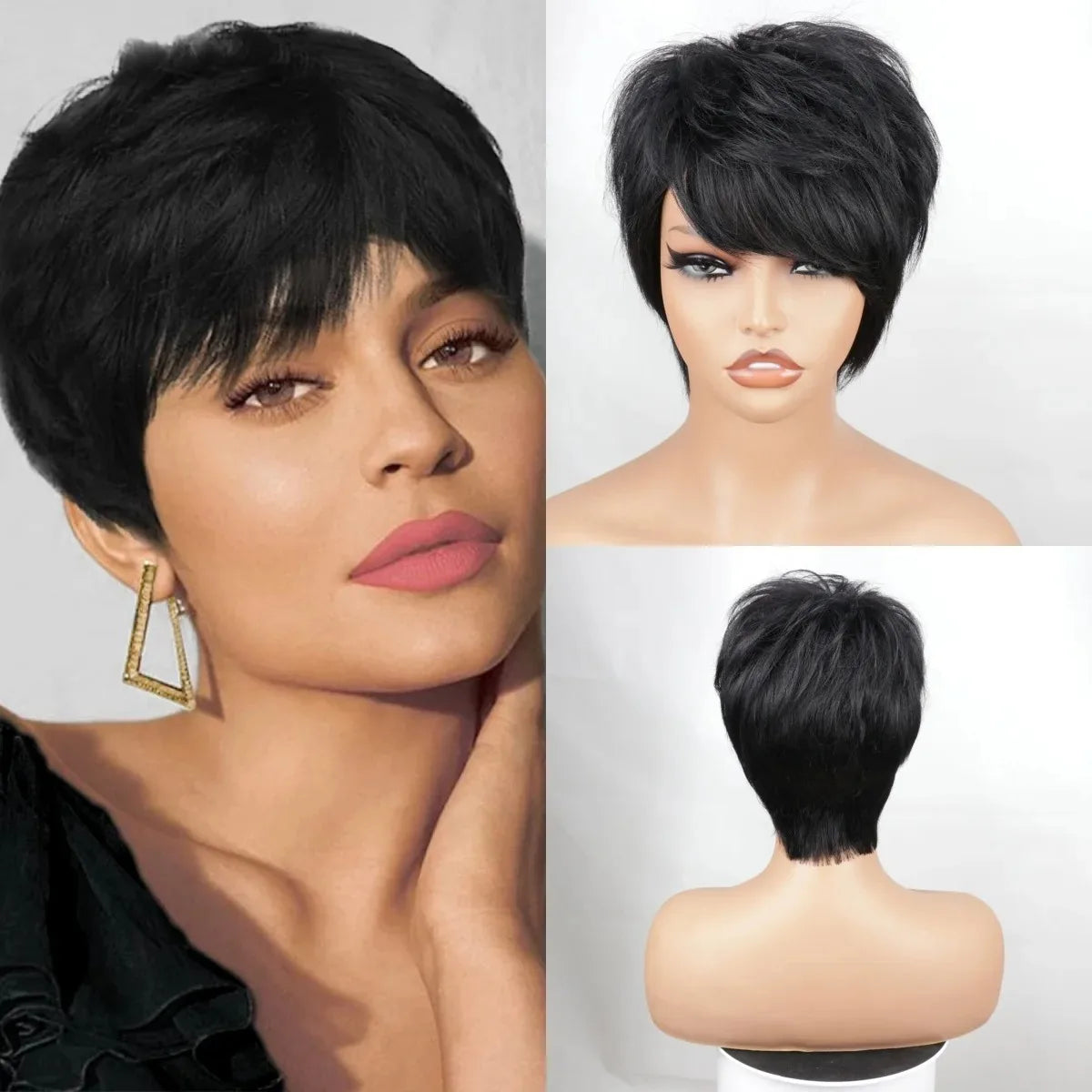 Straight Bob Wig Pixie Cut Human Hair Brazilian Virgin Hair