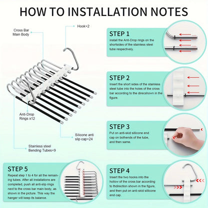 9-layer folding polished stainless steel pants rack storage tool