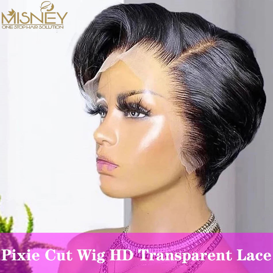 13x4 Lace Frontal Wig Pixie Cut Wig Brazilian Human Hair