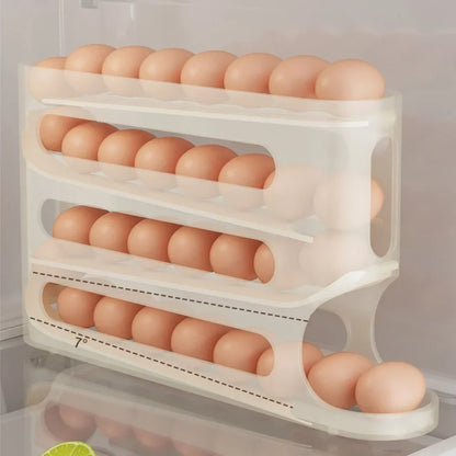 4 Layers Automatic Rolling Egg Holder Rack Fridge