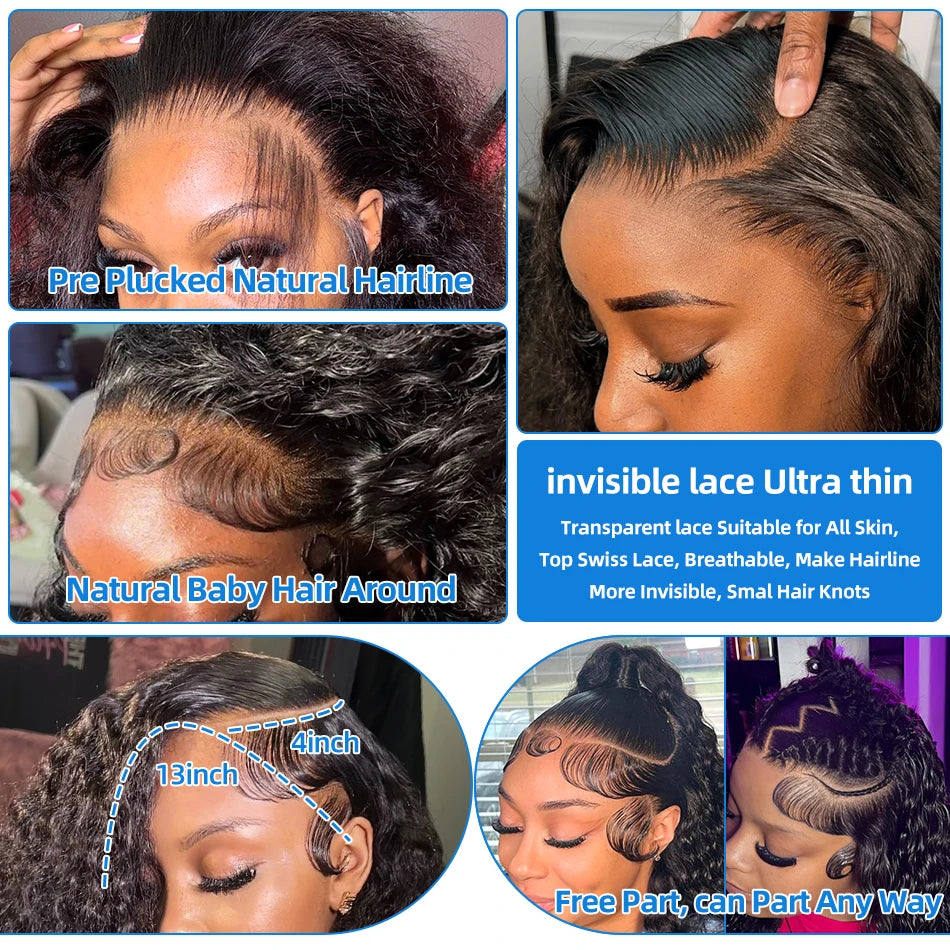 Xcurly 30 inch Loose Deep Wave Glueless 5x5 Ready to Wear Lace Closure Wig Pre Plucked Water Curly HD Lace Front Human Hair Wigs