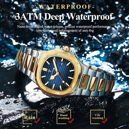 POEDAGAR Luxury Square Watch for Woman Waterproof Luminous