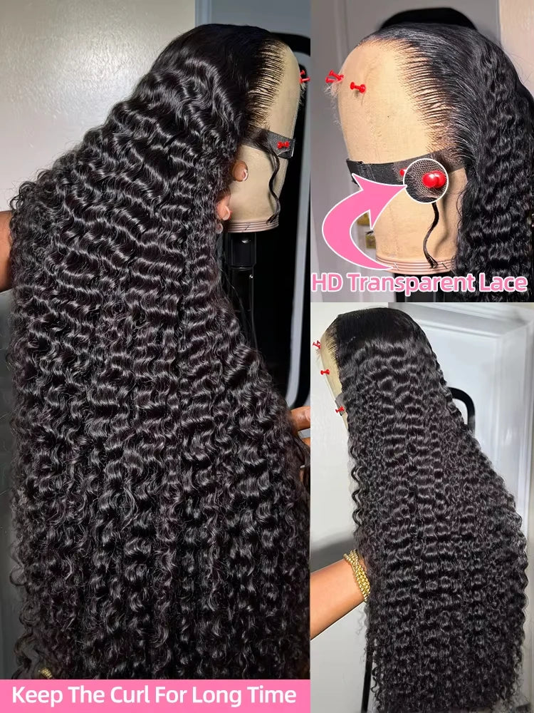 Xcurly 30 inch Loose Deep Wave Glueless 5x5 Ready to Wear Lace Closure Wig Pre Plucked Water Curly HD Lace Front Human Hair Wigs