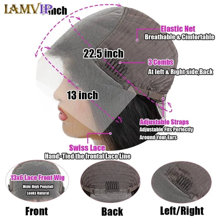 250% Body Wave 13x6 Hd Frontal Human Hair Pre-plucked Lace Brazilian Remy Straight Wave With Hd 13x4 Front Wig Closure 4x4 Wig