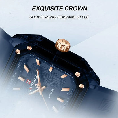 NAVIFORCE NF7106 Fashion Watch Simple Square Dial Silicone Strap Quartz