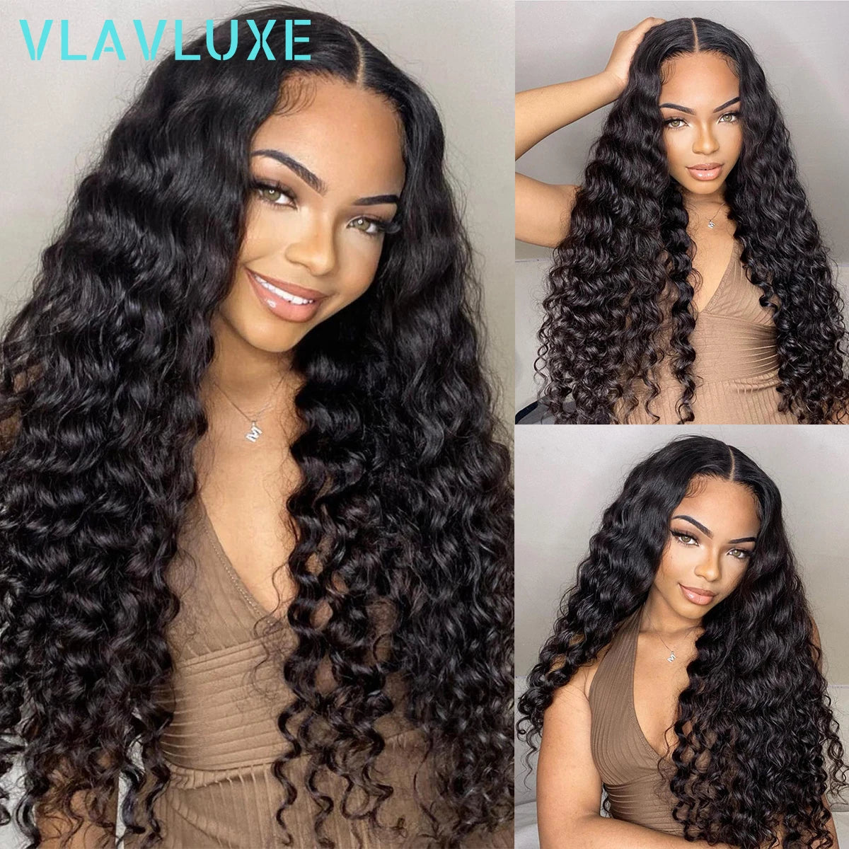 Deep Wave Glueless 300 Density Curly Wig 100% Human Hair Wear And Go 13x6 HD Transparent Lace Front Wig Brazilian Pre Plucked