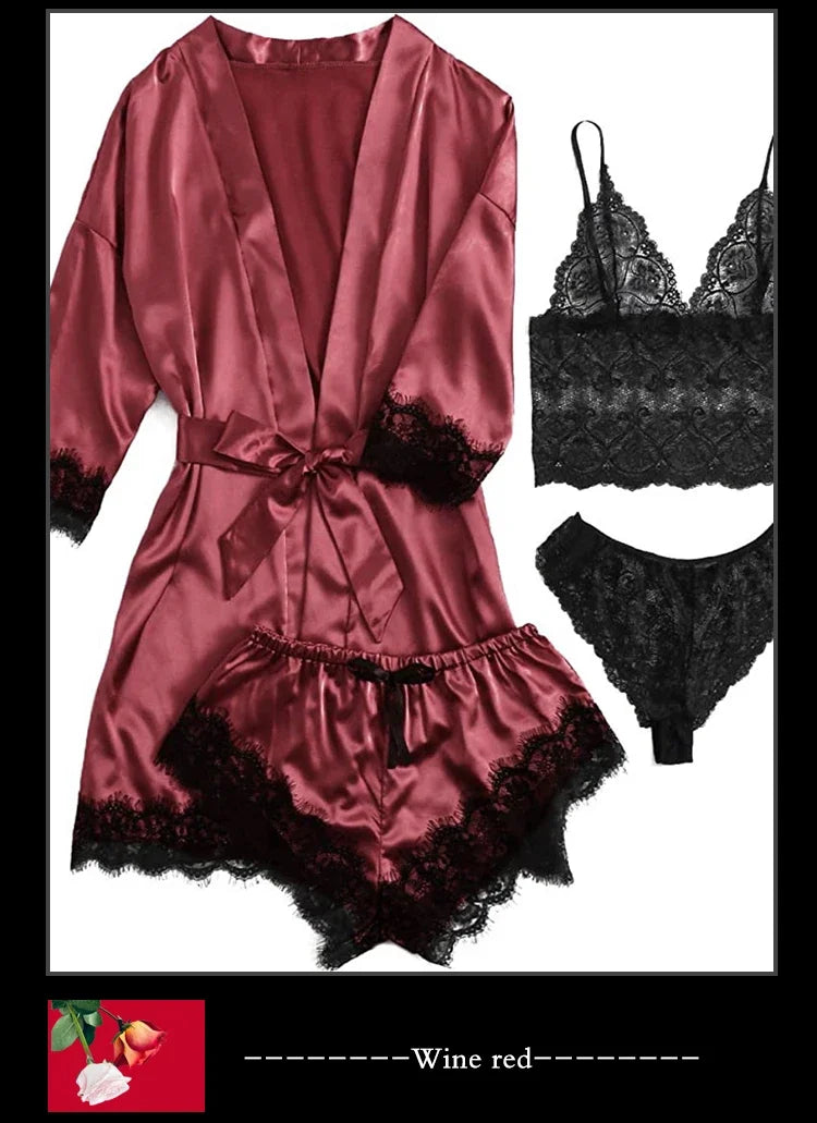 4 Pieces Woman Sleepwear Pajamas