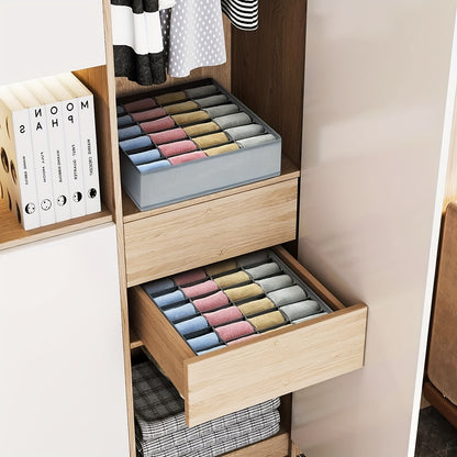Gray Fabric Storage Boxes | Foldable & Stackable Organizer with 24 Compartments for Socks
