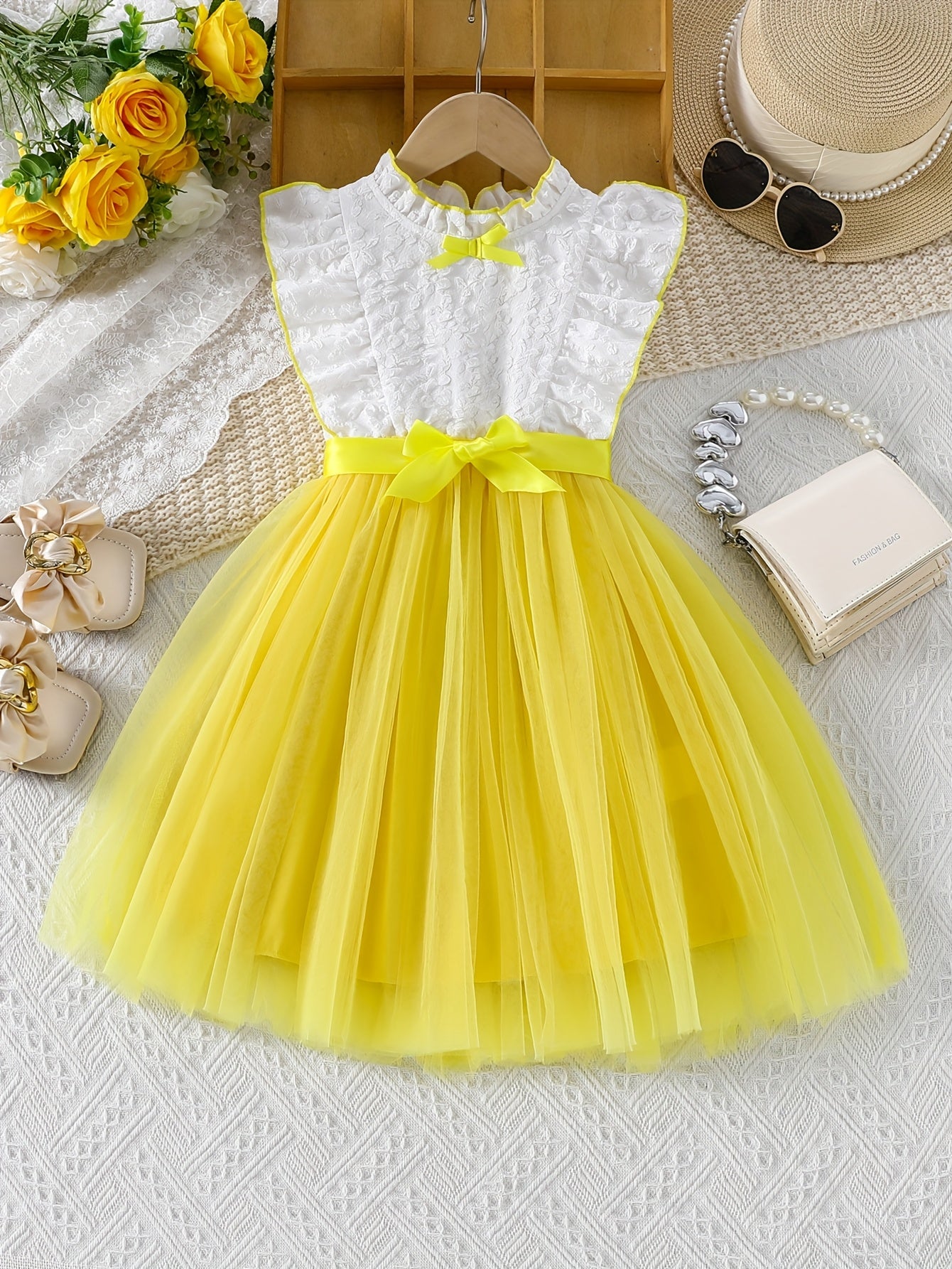 1pc Girls' Sleeveless Summer Dress