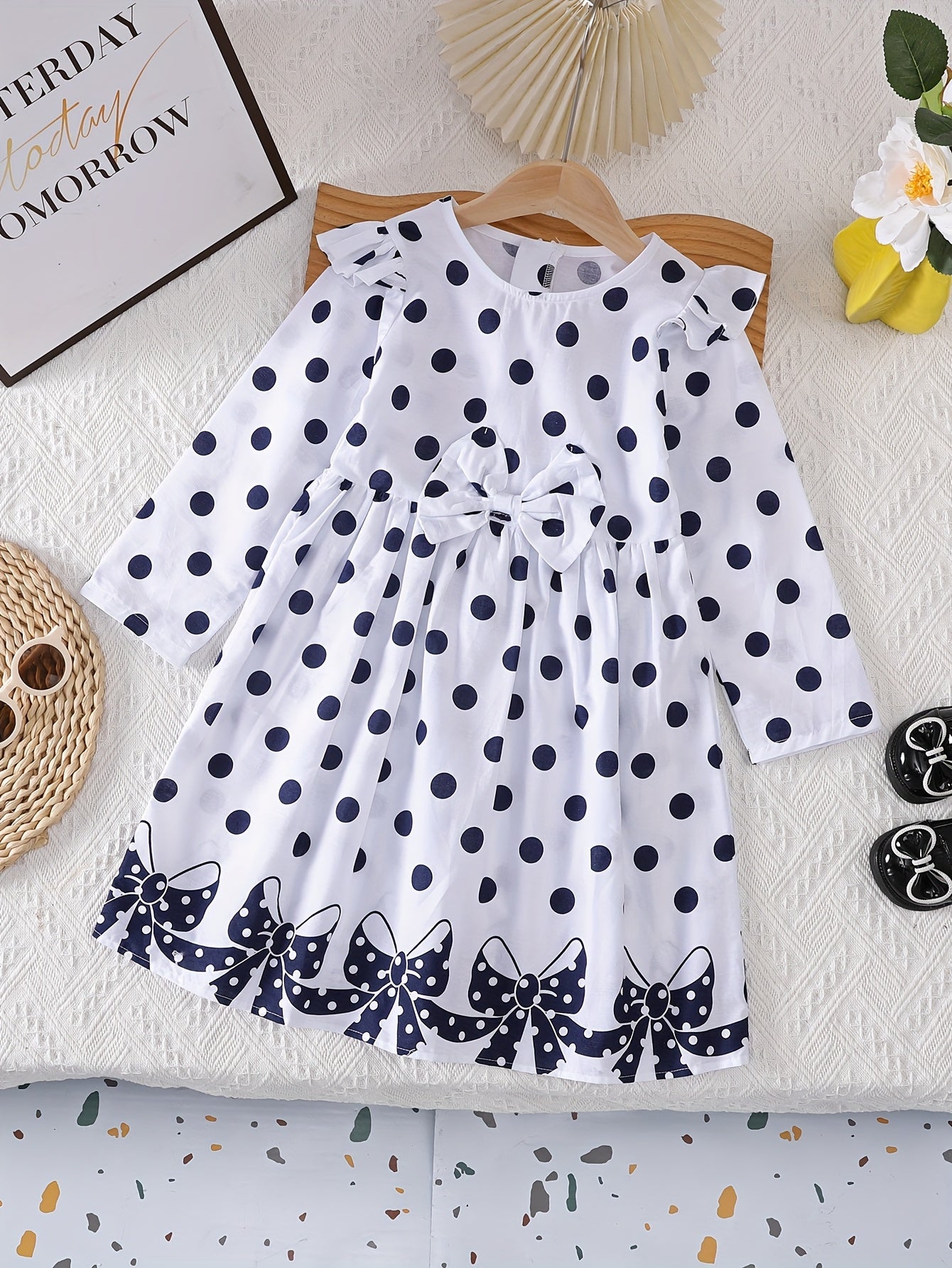 Girls' Bohemian Polka Dot Sleeveless Dress