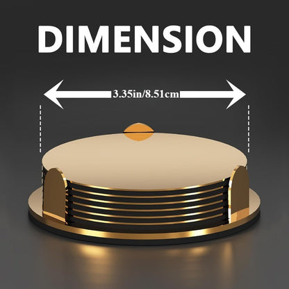 Golden Stainless Steel Coasters | 6pcs | 3.35 Inch Round | Mirror Finish