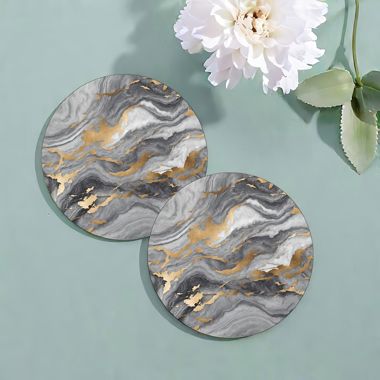 6 Golden Marbled Coasters Designed for Beverages